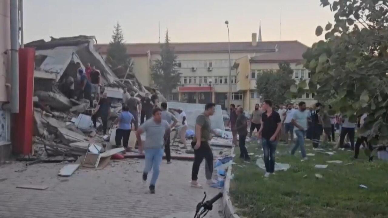 Building collapses after powerful 6.1 magnitude earthquake rocks western Turkey