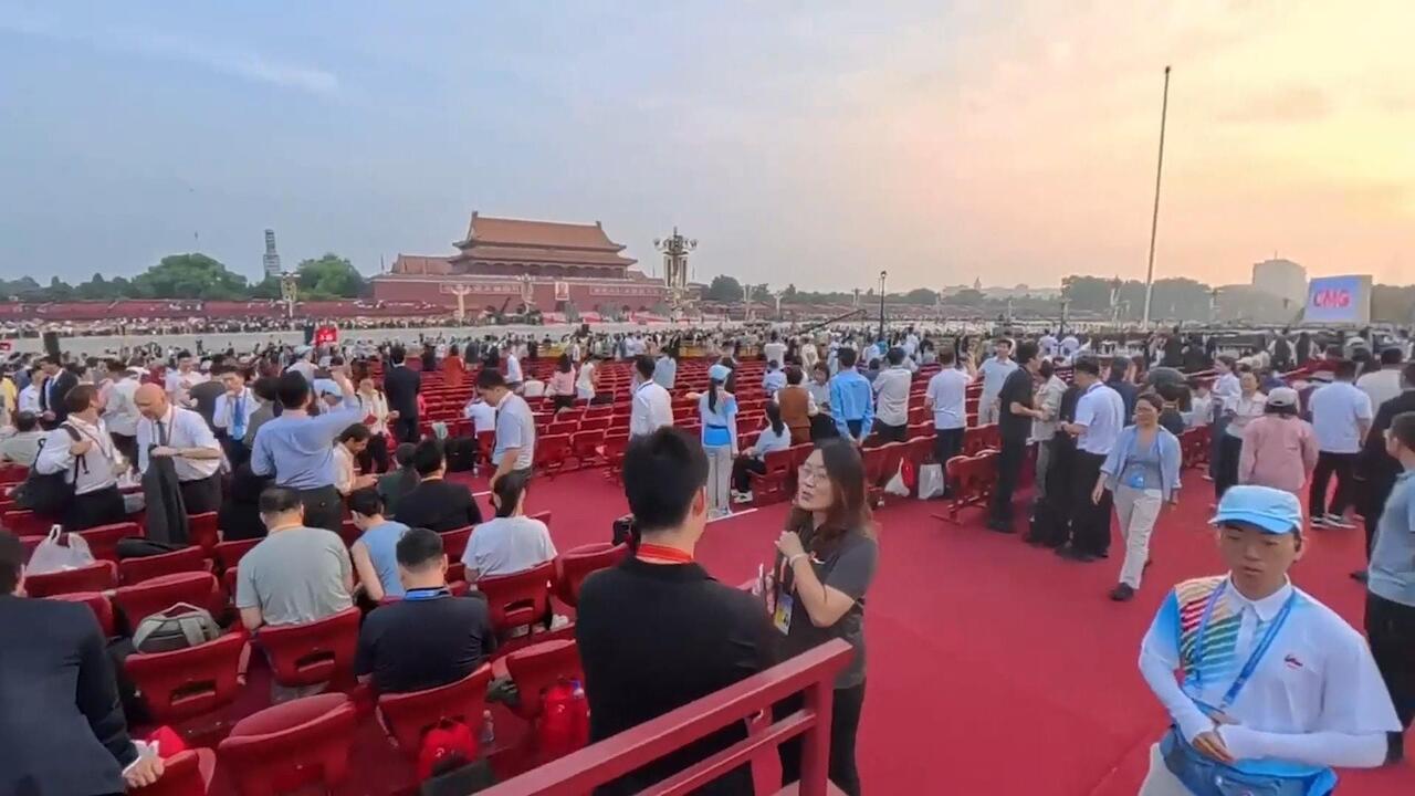 Early birds - 360-cam captures guests at Tiananmen Square for V-Day parade *EXCLUSIVE*