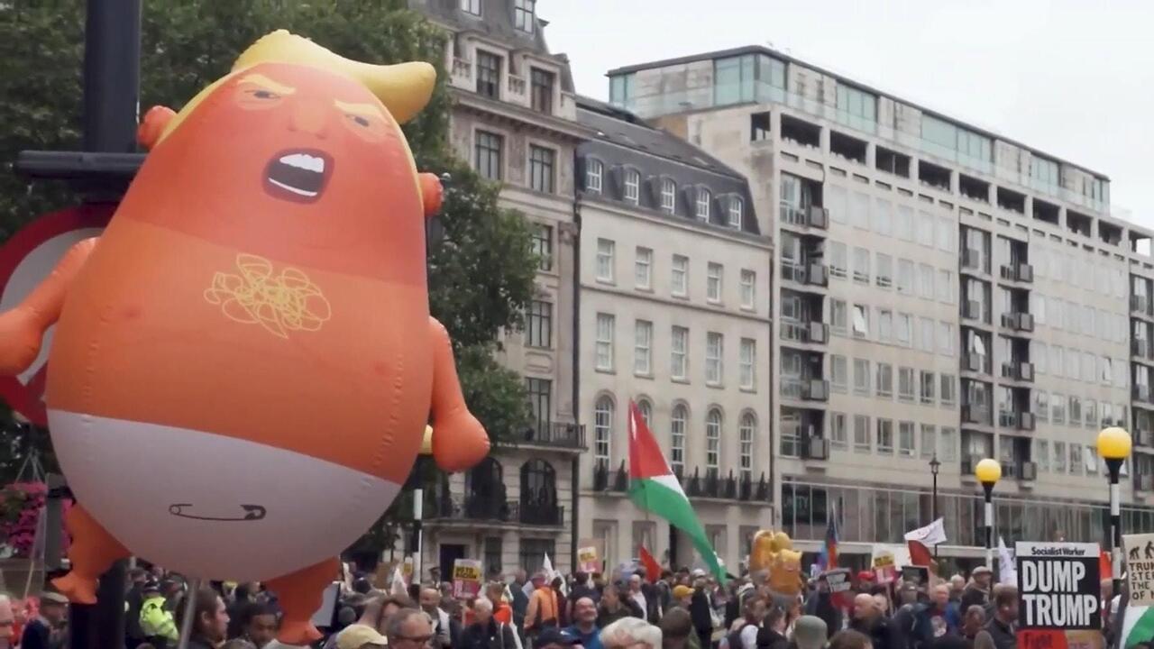 Wish you were here, Mr President?! Baby blimps return to London for mass protests