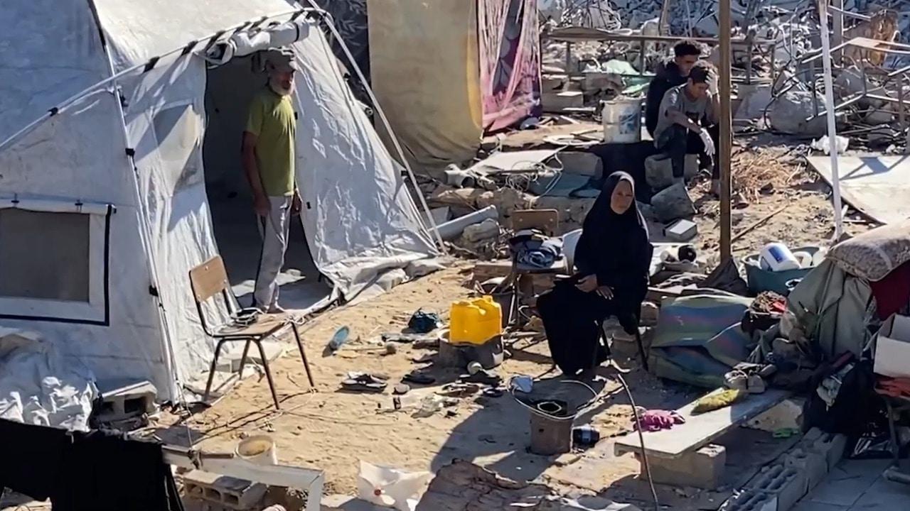 Just a roof over her head - Palestinian woman pitches tent on ruins of former home

