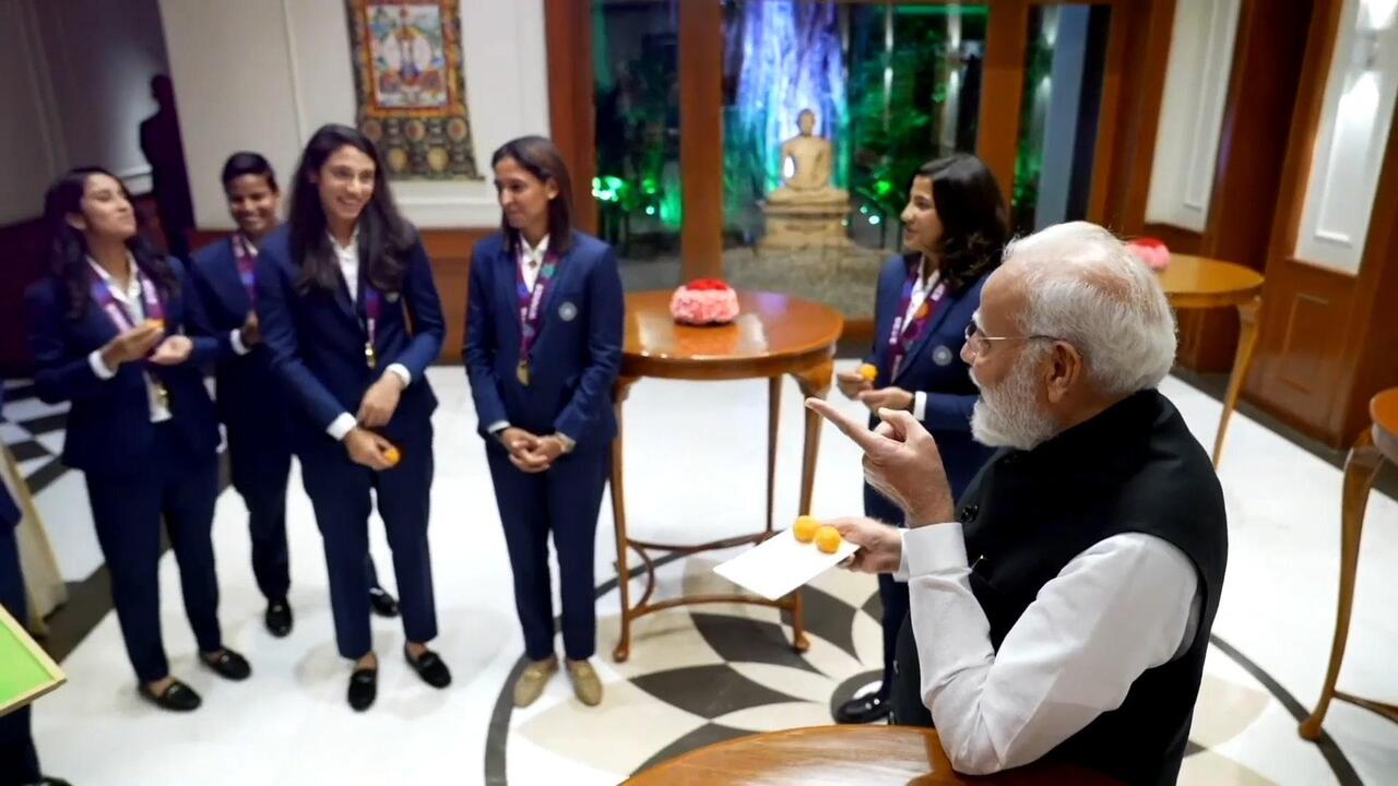 Modi's dream team - PM celebrates with women's cricket stars following World Cup triumph

