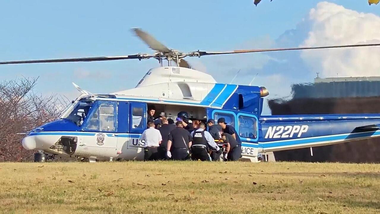 Helicopter rescue - Cops airlift injured National Guard member after DC shooting
