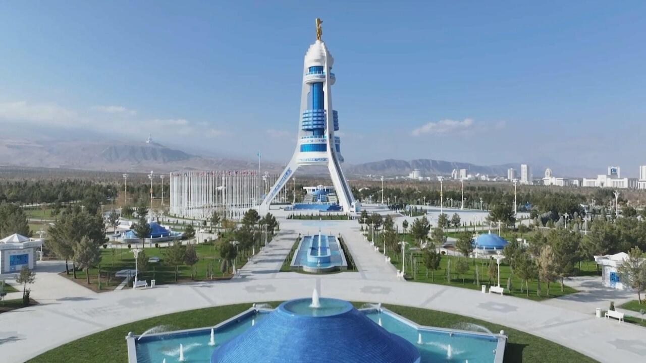 Peace and Trust forum - Swooping drone's eye view of Ashgabat 