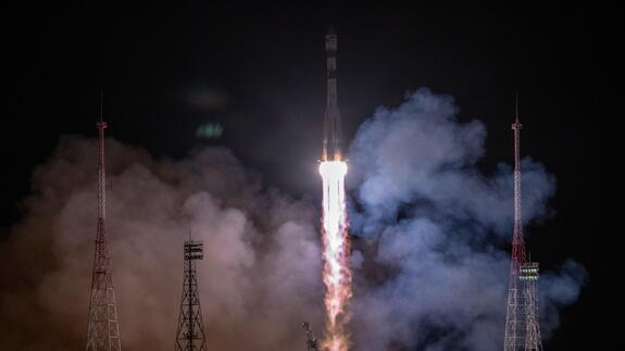Soyuz MS-28 manned spacecraft launches from Baikonur Cosmodrome