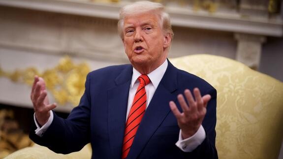 US President Donald Trump speaks in Washington DC