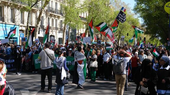 Pro-Palestine supporters march in Paris on UN Solidarity Day
