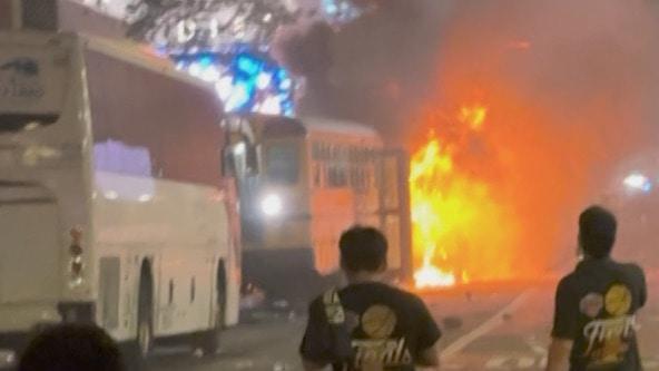 Champions and chaos! - Bus torched as Knicks fans celebrate first NBA ...