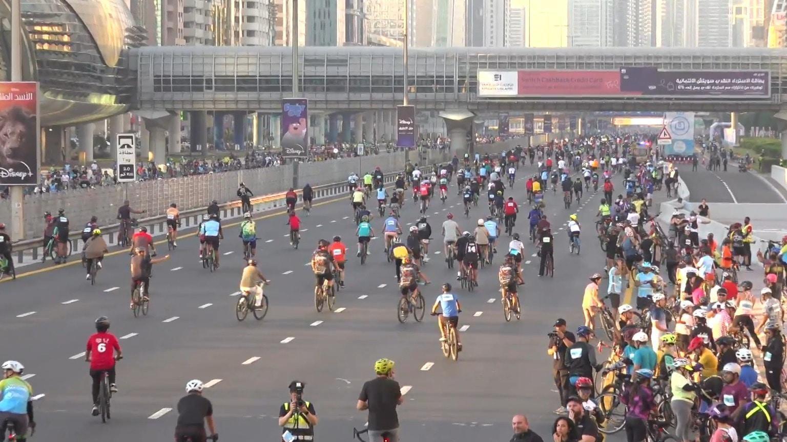 Pedal power unleashed! Cyclists race along iconic Sheikh Zayed Road on ...