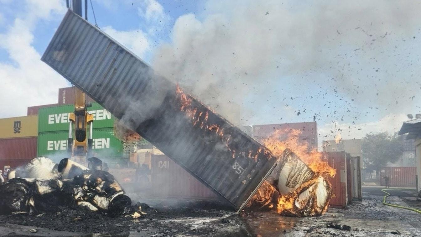 Haifa fire - Rescuers battle blaze after Iranian missile hits shipping ...