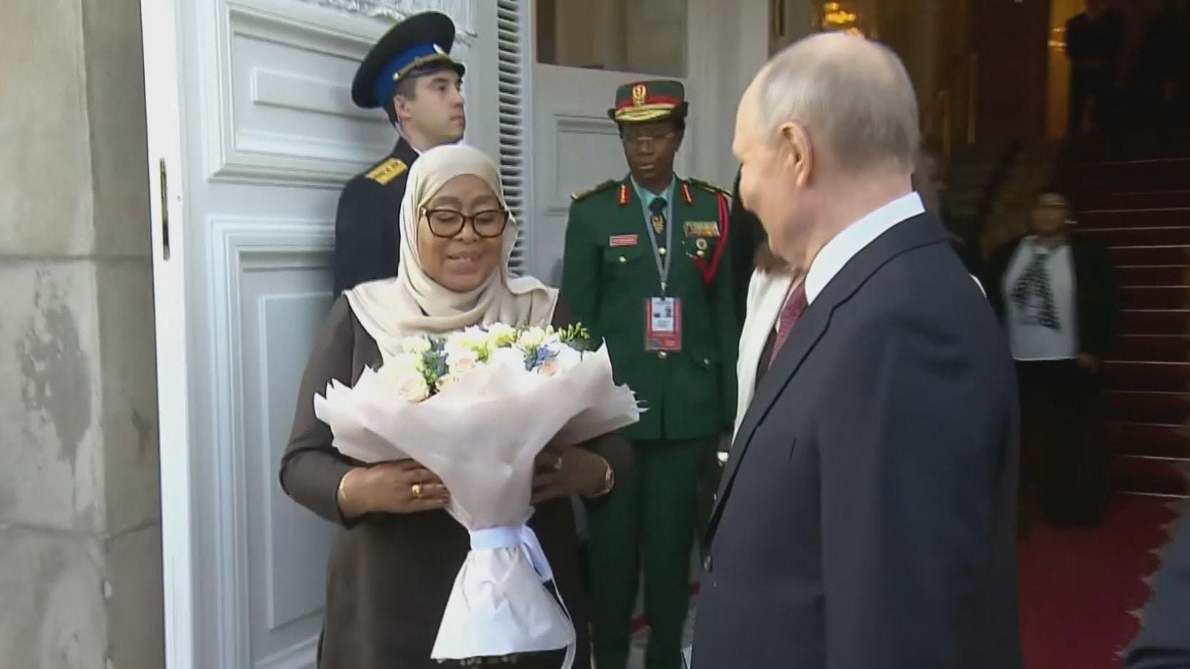 See you in St Petersburg! - Putin presents Tanzanian president with ...