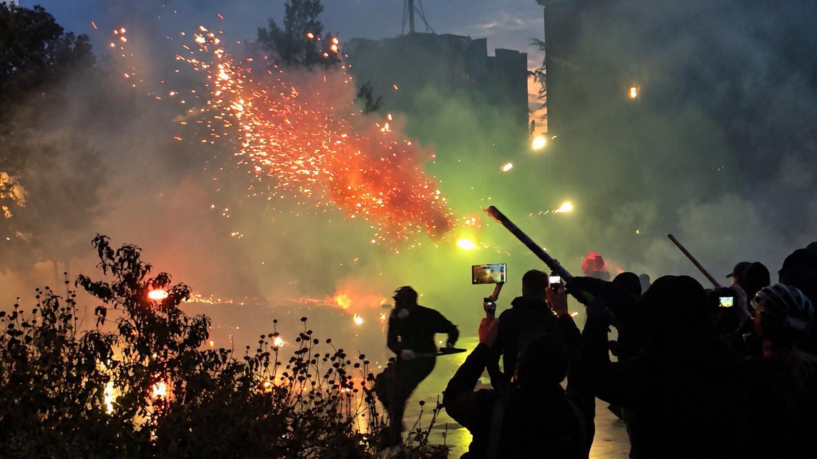 WAR ZONE on the streets of Tirana! - Fireworks explode EVERYWHERE as ...
