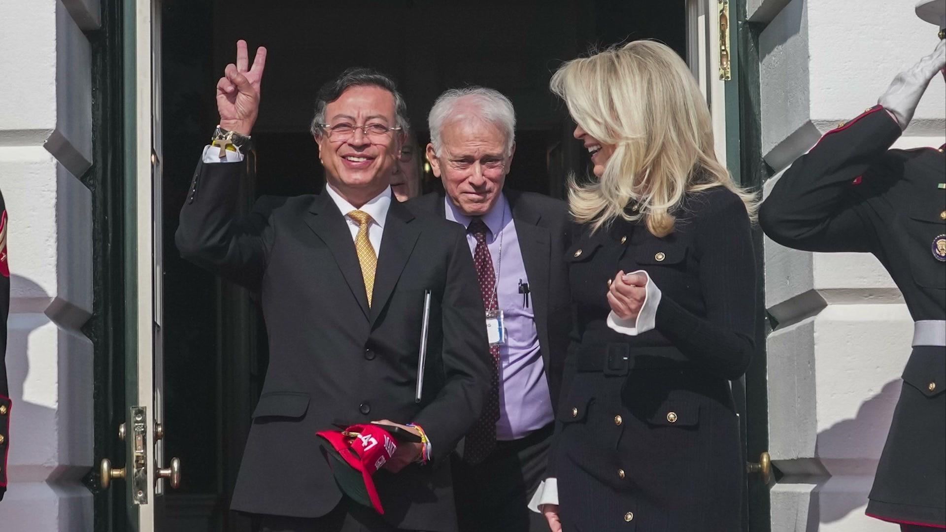 V for Victory? – Petro at White House carrying MAGA hat *STILLS ...