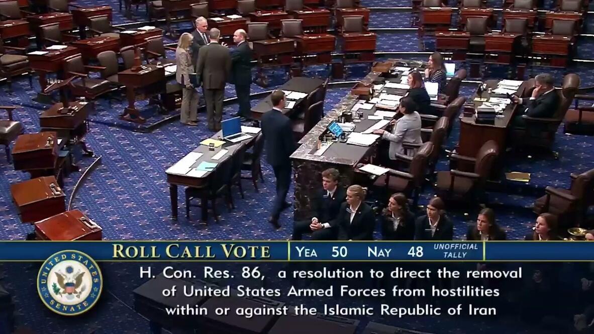 War Powers Resolution passes - US Senate votes to curb further Iran ...
