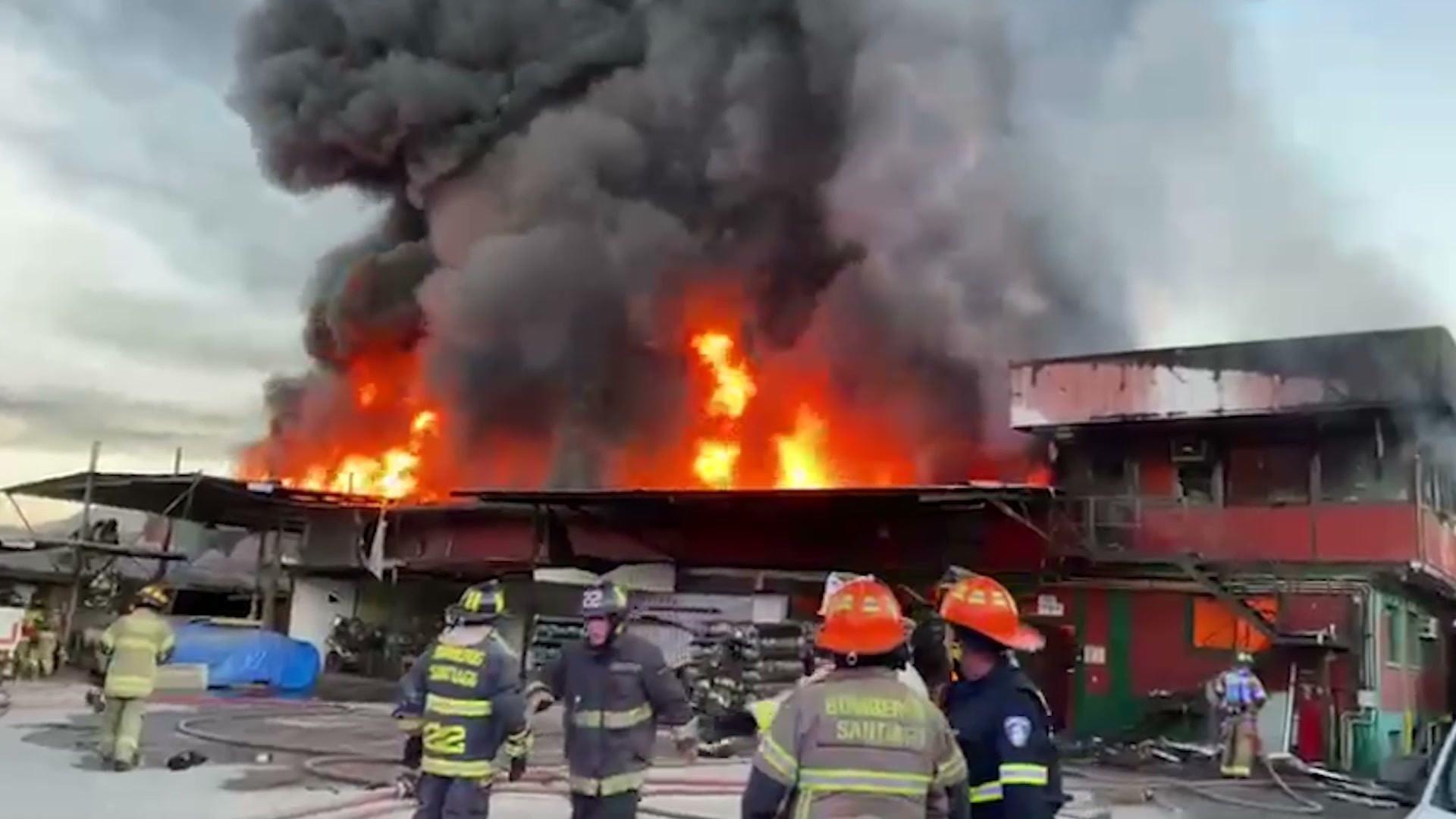 Fabric inferno - Firefighters scramble as textiles factory blaze sends ...