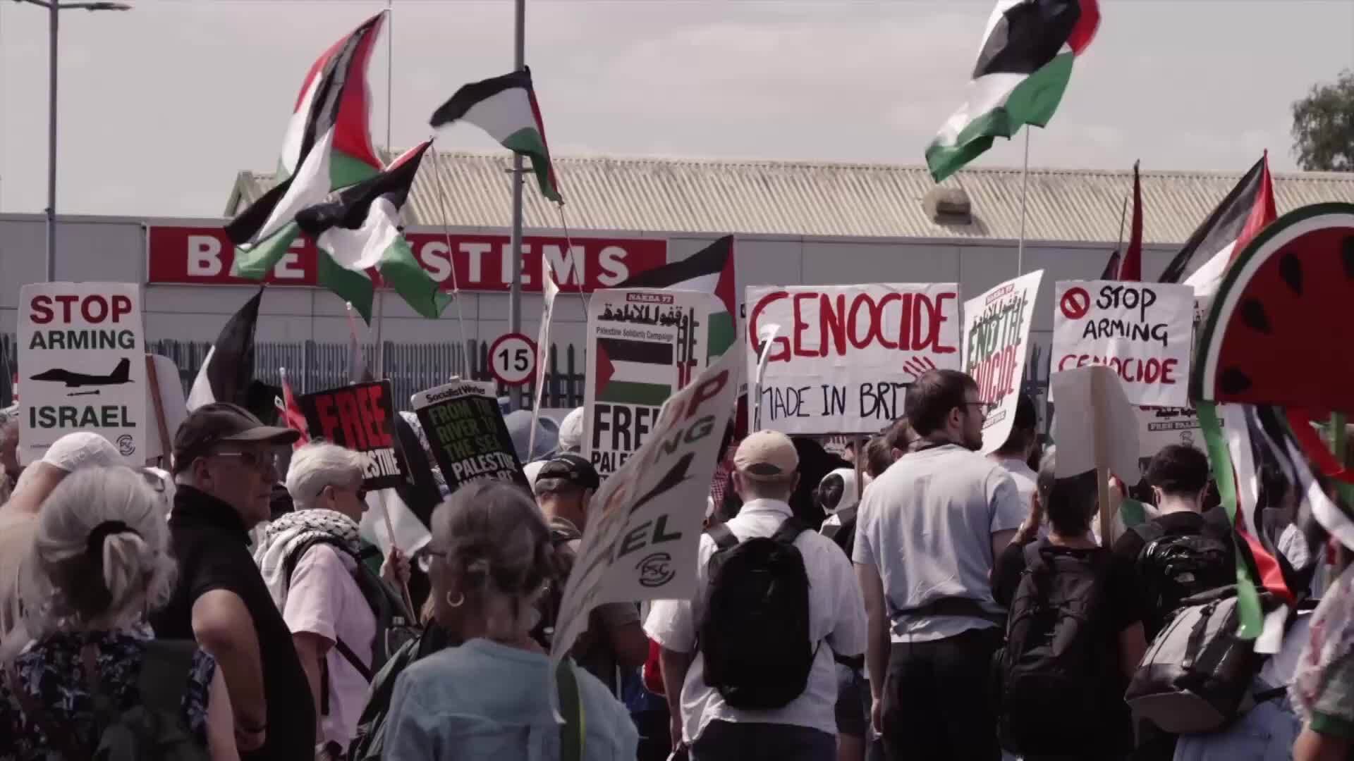 'Our tax is being used in the slaughter' - Activists rally outside BAE ...