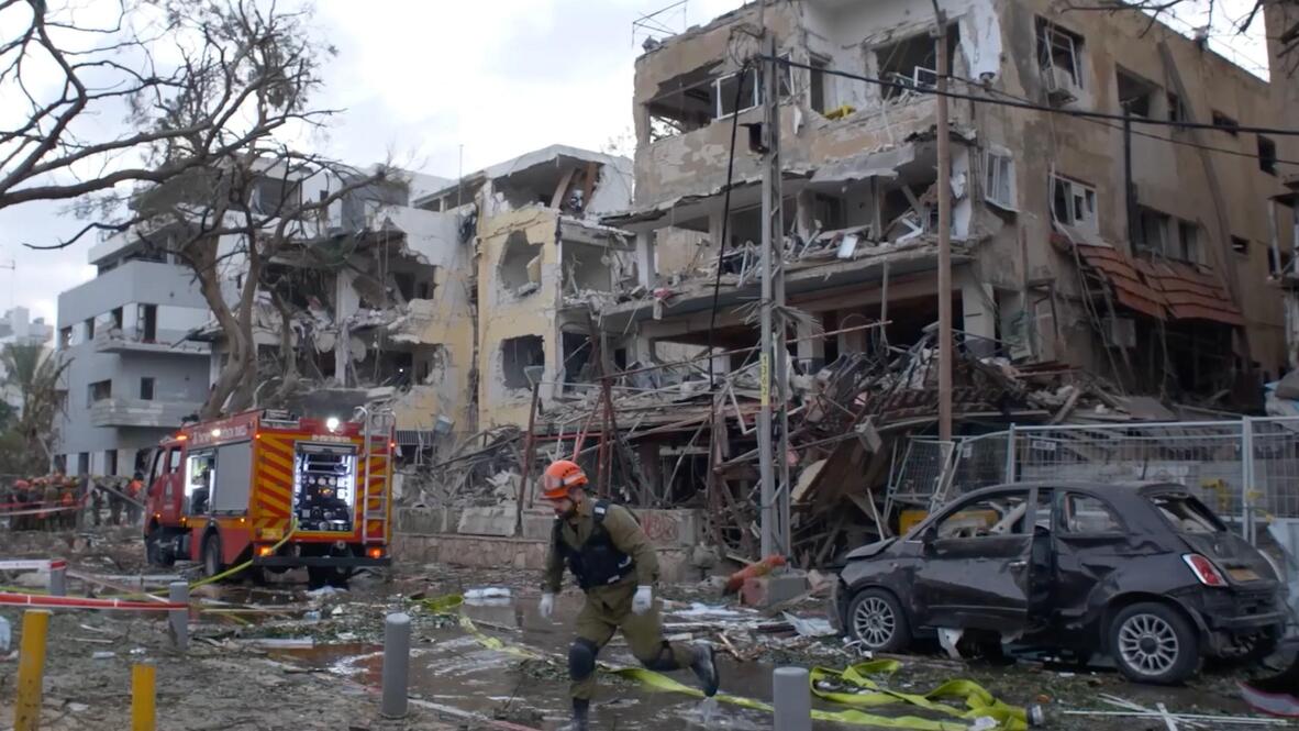 Tel Aviv in turmoil - Damaged, destroyed buildings following Iranian ...