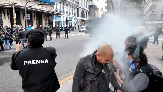 'If you show the protest, they shoot you' - Police use tear gas, water cannons as retirees in Buenos Aires rally against Milei's veto of pension boost