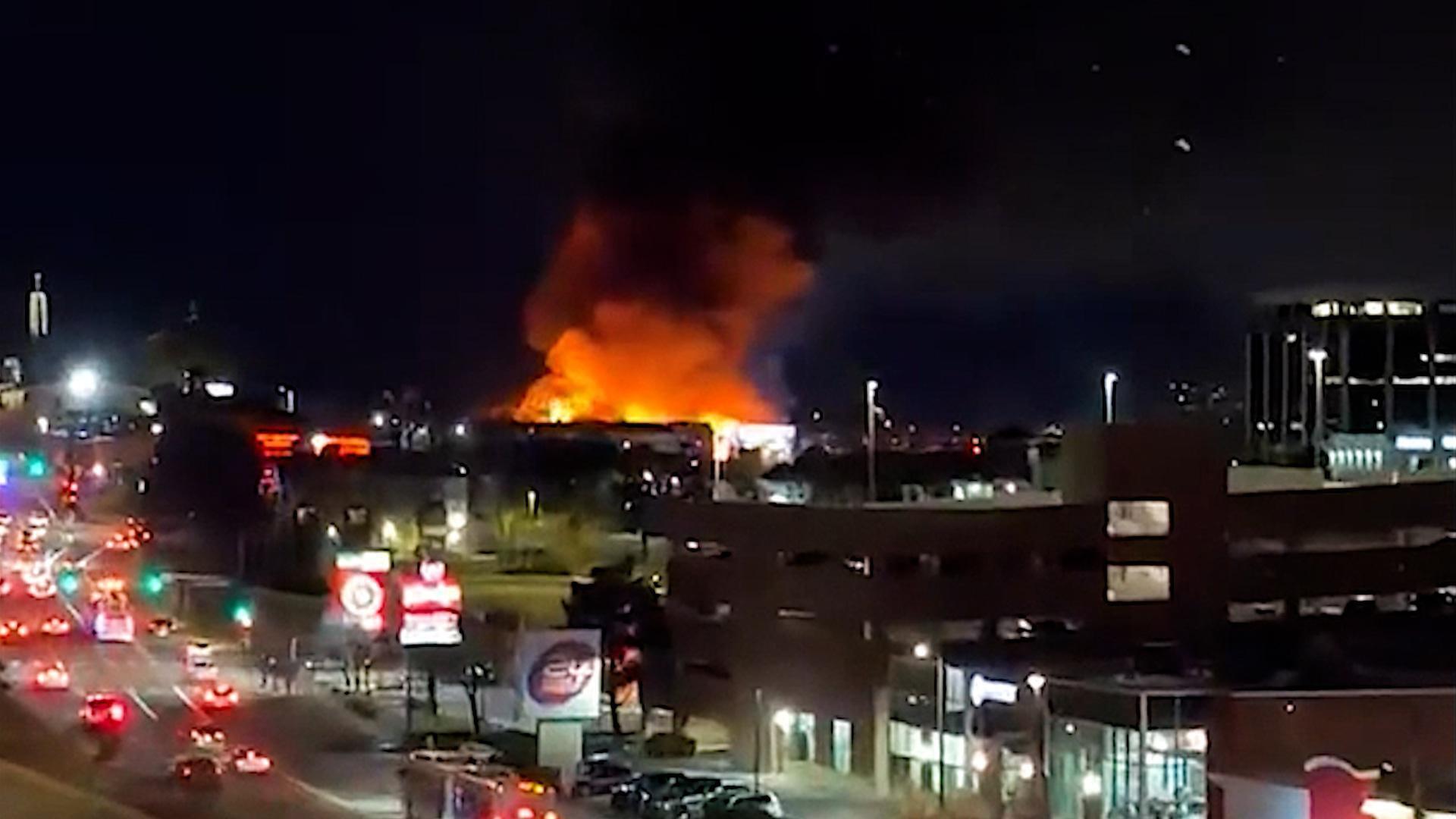 Up in flames! - Three-alarm inferno rips through unfinished apartment ...