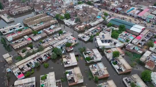 A city drowning - Drone footage reveals Hyderabad streets swamped as Pakistan flood death toll tops 117