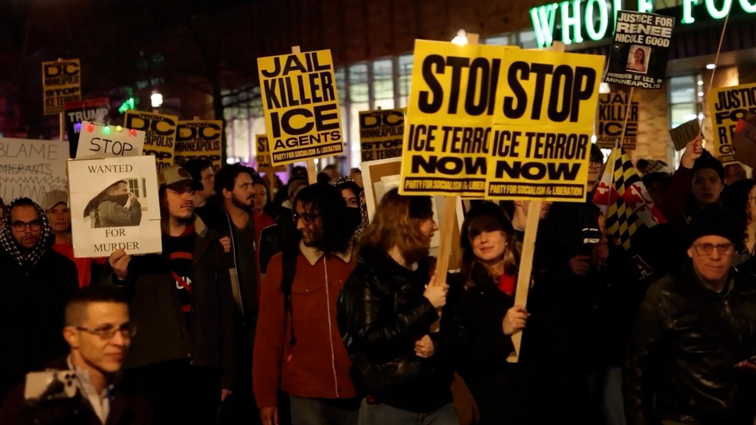 ‘Stop ICE terror now’ - Protesters rally outside White House after ...