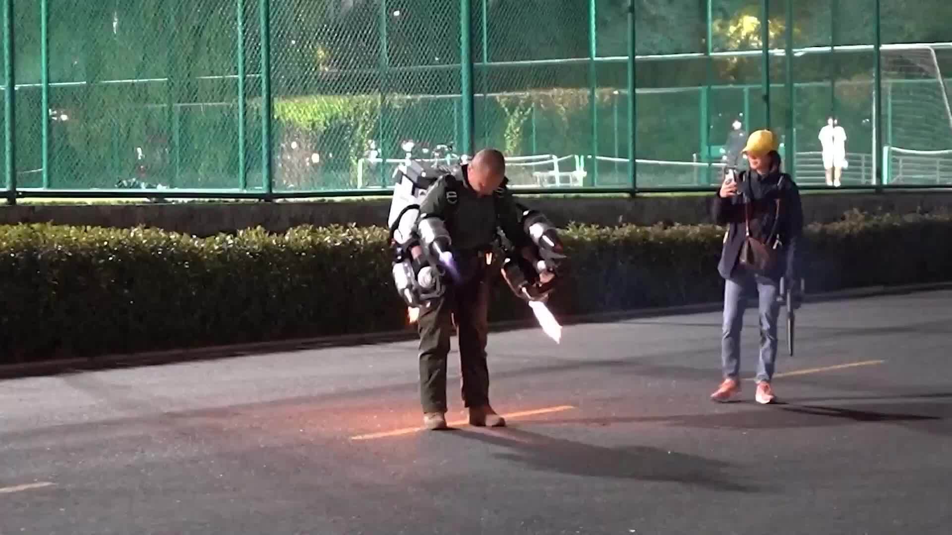 Superman! Chinese university team's JETPACK test flight caught on ...