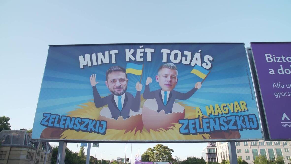 No yolk! Ad campaign shows Zelensky, Hungarian opposition leader Magyar 'as  alike as two eggs' while holding Ukrainian flags | Video Viory