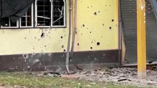 Bullet-ridden buildings in Sisaket as Thailand-Cambodia tensions reach boiling point