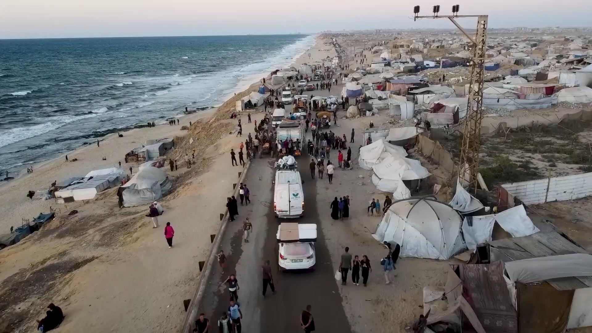 Homecoming amid devastation - Drone footage captures Palestinians ...