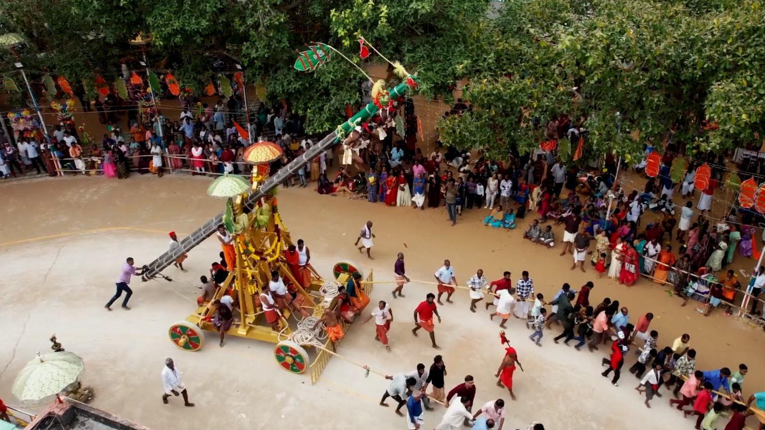Cradles and cranes - Bizarre 12-metre-high baby-lifting ritual at India ...