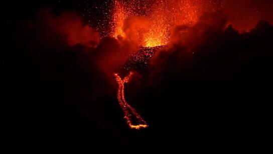 Breathing fire! Mount Etna erupts again with rivers of lava and ash clouds 