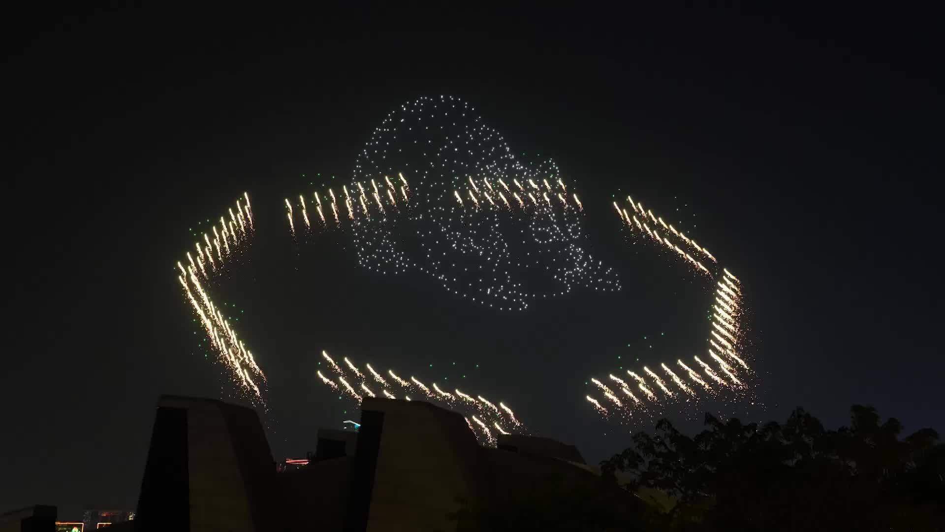 Panda-tastic! Hong Kong lights up for dazzling pyrotechnic drone show ...