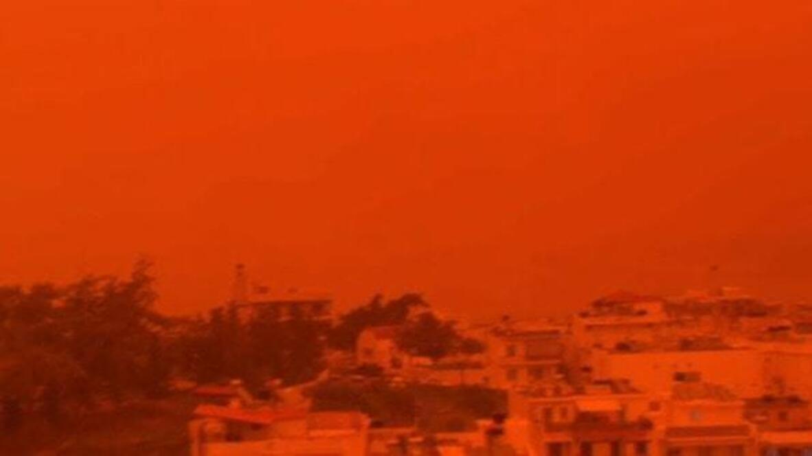 Red alert! - Crete's skies turn scarlet as Saharan dust storm engulfs ...
