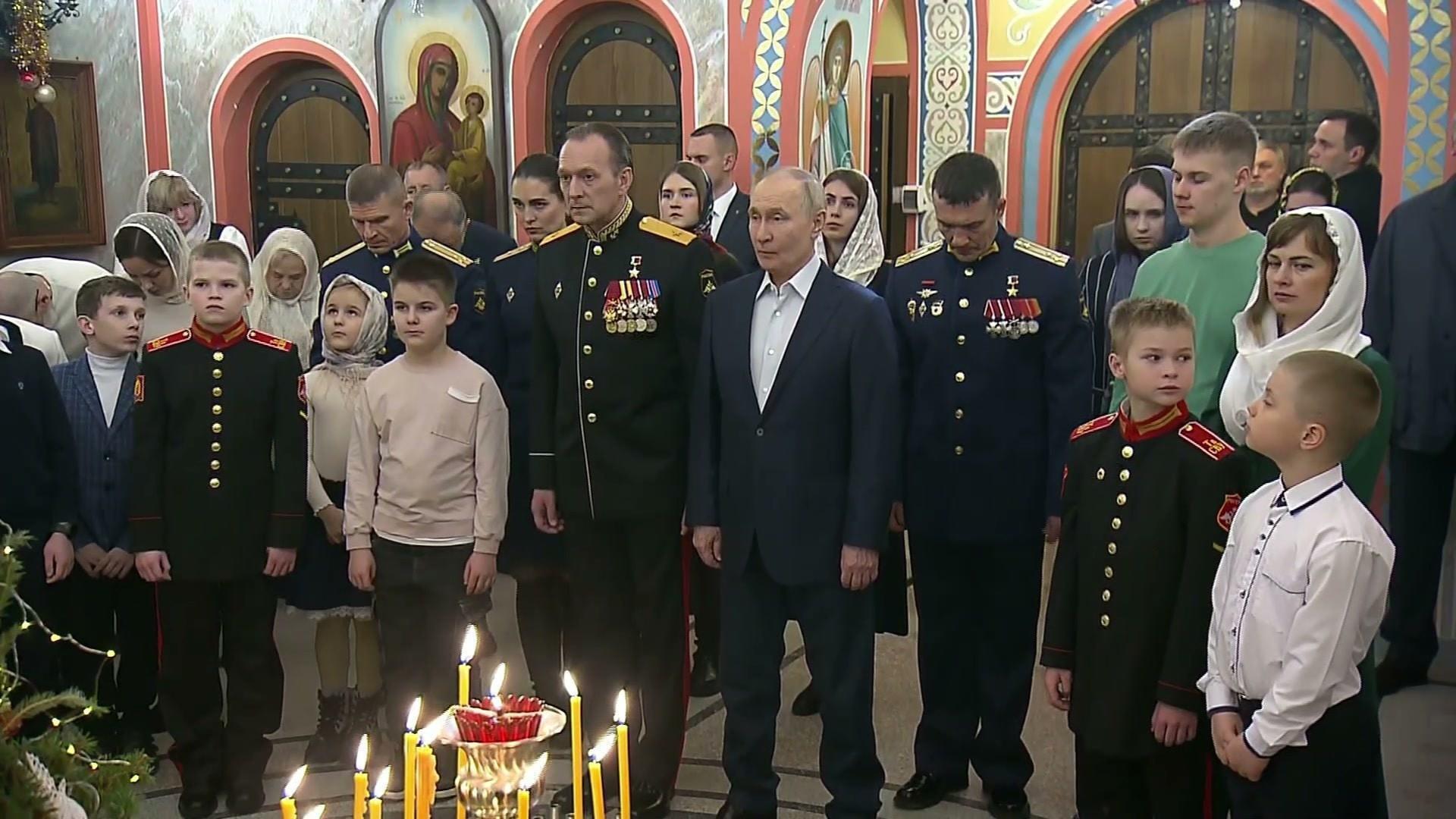 Holy night - Putin attends Orthodox Christmas service near Moscow ...